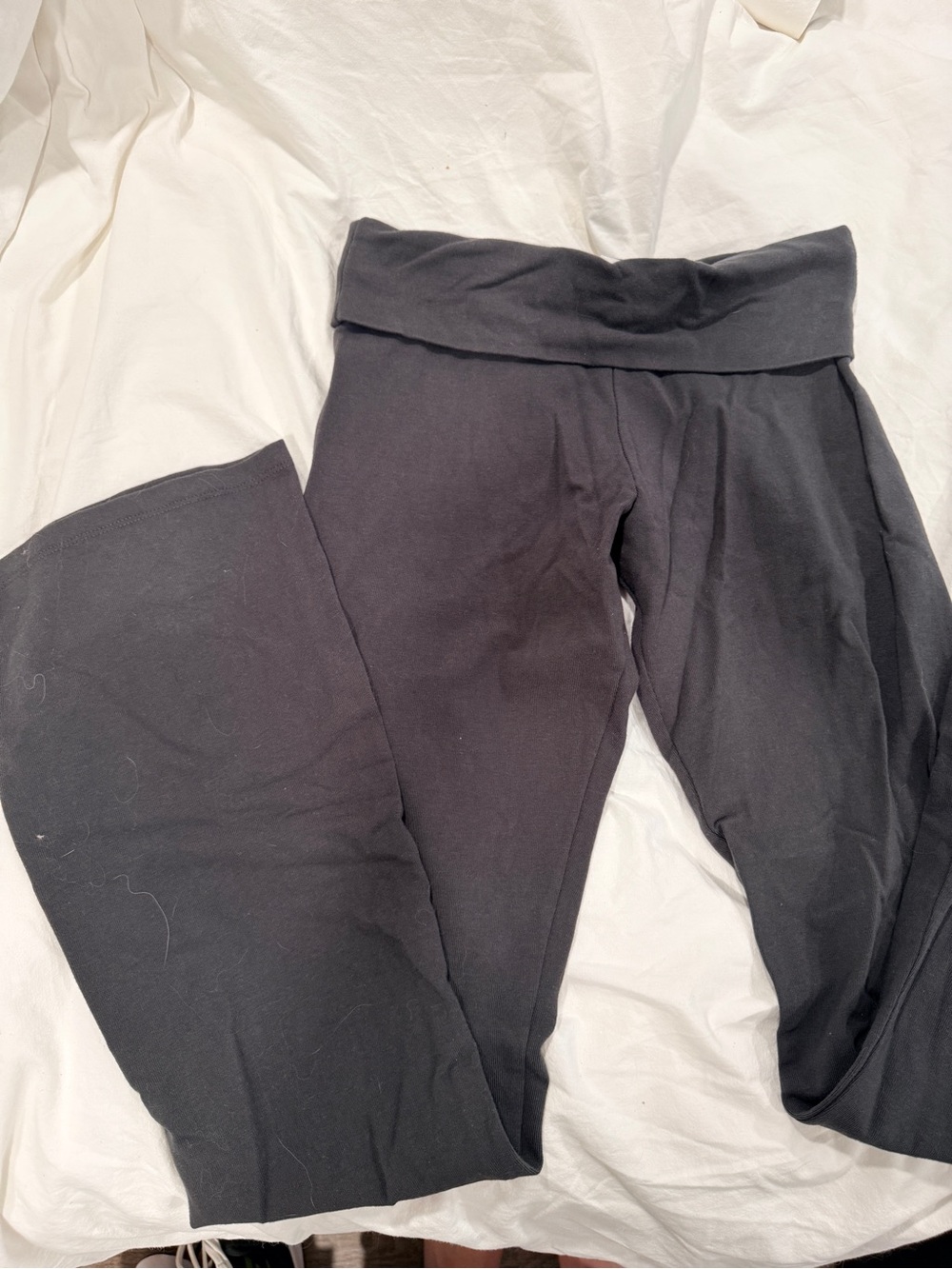 Brandy Melville Black Fold-Over Waist Wide Leg Pants